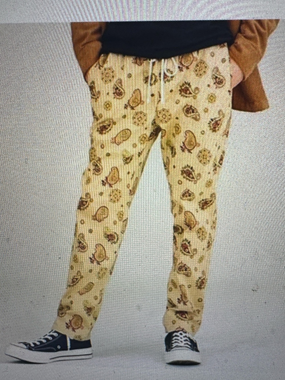 Pacson Khaki Cotton Paisley Drawstring Lounge Pants